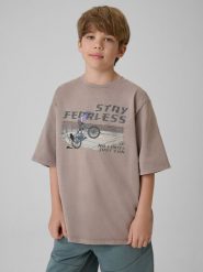 4F T-shirt loose z nadrukiem chłopięcy - szary 146/152 (10-12 lat). Szare koszulki dziewczęce 4f, bez wzorów, z bawełny, bez ramiączek. Za 59.99 zł.
