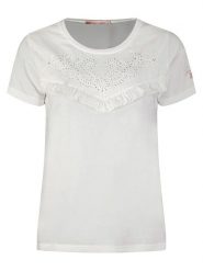 Geographical Norway Koszulka "Joleil" w kolorze białym rozmiar: XL. Białe bluzki damskie Geographical Norway, xl, bez wzorów, bez kołnierzyka, bez ramiączek. Za 43.78 zł.