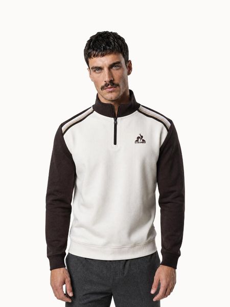 Bluza z zamkiem 1/2 Le Coq Sportif Heritage. Brązowe bluzy bez kaptura męskie Le Coq Sportif, xl, z bawełny. Za 398.50 zł.