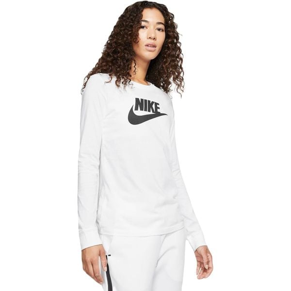 Koszulka z długim rękawem damska Nike Sportswear longsleeve. Białe bluzki sportowe damskie Nike, s, z bawełny, bez kołnierzyka, bez ramiączek. Za 202.99 zł.