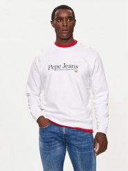Pepe Jeans Bluza PM582699 Biały Regular Fit. Białe bluzy bez kaptura męskie Pepe Jeans, m, z bawełny. Za 179.99 zł.