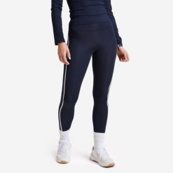 Legginsy fitness damskie Domyos. Niebieskie legginsy damskie DOMYOS, l, bez wzorów, z elastanu, na fitness i siłownię. Za 129.99 zł.
