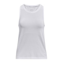Koszulka do biegania damska Under Armour Seamless Stride Singlet. Białe t-shirty damskie Under Armour, l, bez wzorów, bez kołnierzyka. Za 129.99 zł.