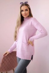 Sweter ze stójką fioletowy. Fioletowe golfy damskie KESI, l, bez wzorów, z wełny, bez ramiączek. Za 178.78 zł.