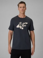 4F T-shirt regular z nadrukiem męski - szary XL. Szare t-shirty męskie 4f, m, bez wzorów, z bawełny, bez kołnierzyka. Za 59.99 zł.