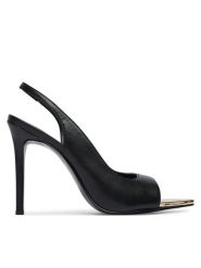 Just Cavalli Sandały 80RA3S56 ZPB90 Czarny. Czarne sandały damskie Just Cavalli, bez wzorów, ze skóry, bez obcasa, na szpilce. Za 862.99 zł.