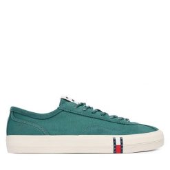 Tenisówki Tommy Hilfiger. Zielone trampki i tenisówki męskie Tommy Hilfiger, bez wzorów, bez zapięcia. Za 369.99 zł.