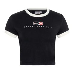 Koszulka damska FILA Luverne Tight Ringer. Czarne bluzki damskie Fila, xs, bez wzorów, casualowe, bez kołnierzyka, bez ramiączek. Za 75.99 zł.
