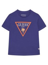 Guess T-Shirt L6GI27 J1314 Fioletowy Regular Fit. Fioletowe t-shirty chłopięce Guess, z aplikacjami, z bawełny, bez ramiączek. Za 114.99 zł.