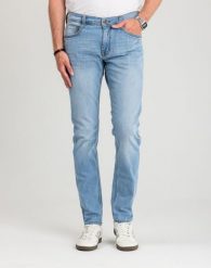 Męskie Spodnie jeansowe Mustang Style Oregon Tapered Denim Blue 1018072 5000 401. Niebieskie spodnie materiałowe męskie Mustang, bez wzorów, z denimu. Za 189.99 zł.