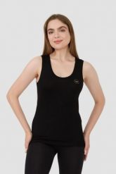 EMPORIO ARMANI Czarny top. Czarne topy damskie Emporio Armani, xs, bez wzorów, bez kołnierzyka. W wyprzedaży za 191.99 zł.