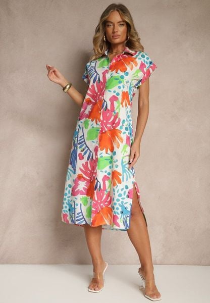 Czerwona Koszulowa Sukienka z Bawełny z Kieszeniami Seddie. Czerwone sukienki damskie Renee, na co dzień, m, bez wzorów, z bawełny, klasyczne, bez kołnierzyka, bez ramiączek, midi, koszulowe. Za 99.99 zł.