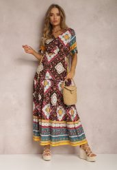 Czarno-Czerwona Sukienka z Wiskozy Olonice. Czarne sukienki damskie Renee, na imprezę, na lato, l, z aplikacjami, z wiskozy, boho, bez kołnierzyka, bez ramiączek, maxi. W wyprzedaży za 62.99 zł.