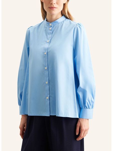 Seidensticker Bluzka w kolorze błękitnym rozmiar: 38. Niebieskie bluzki damskie Seidensticker, bez wzorów, z bawełny, bez kołnierzyka, bez ramiączek. Za 181.33 zł.