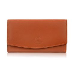 Portfel damski skórzany z RFID pomarańczowy duży Paolo Peruzzi SL-11-OR. Brązowe portfele damskie bez wzorów, ze skóry. Za 79.00 zł.