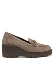 Geox Półbuty D Miereille D563VB 00022 C6029 Brązowy. Brązowe półbuty damskie Geox, bez wzorów, ze skóry, bez obcasa, na koturnie. Za 379.99 zł.