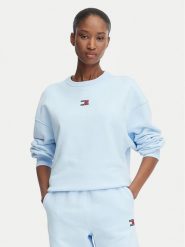 Tommy Jeans Bluza DW0DW17325 Niebieski jasny Regular Fit. Niebieskie bluzy bez kaptura damskie Tommy Jeans, l, z bawełny. Za 369.99 zł.