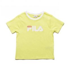 Koszulka sportowa damska Fila Salome Tee. Żółte bluzki sportowe damskie Fila, xs, bez wzorów, z bawełny, bez ramiączek. W wyprzedaży za 59.00 zł.