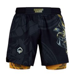 Spodenki treningowe 2w1 Ground Game Oni Samurai męskie. Czarne szorty męskie GROUND GAME, bez kołnierzyka. Za 199.99 zł.