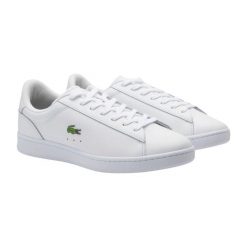 Sneakersy męskie Carnaby Set buty sportowe tenisówki trampki białe. Białe trampki i tenisówki męskie Lacoste, bez wzorów, ze skóry, bez zapięcia. Za 419.00 zł.