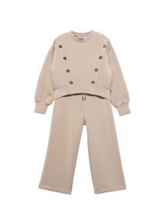 Abel & Lula Komplet bluza i spodnie materiałowe 5730 Beżowy Regular Fit. Brązowe spodnie dziewczęce Abel & Lula, z materiału. Za 359.99 zł.