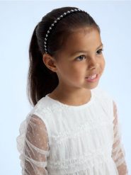 Tiulowa sukienka z haftem - biały. Białe sukienki dziewczęce Reserved, bez wzorów, z dzianiny, bez ramiączek. Za 79.99 zł.