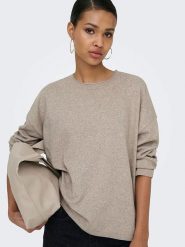 ONLY Sweter w kolorze beżowym rozmiar: XS. Brązowe swetry klasyczne damskie Only, xs, bez kołnierzyka. Za 82.95 zł.