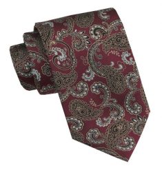 Klasyczny, Męski Krawat - Szeroki - Chattier - Bordo w Orientalny Wzór. Czerwone krawaty i muchy męskie Chattier, bez wzorów, z tkaniny, eleganckie. Za 49.00 zł.