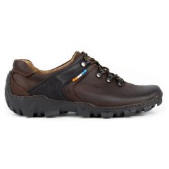Olivier Skórzane buty trekkingowe męskie 214GT brązowe. Brązowe buty trekkingowe męskie ze skóry, bez zapięcia, trekkingowe. Za 319.69 zł.