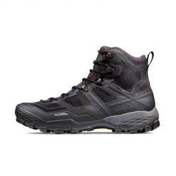 Buty trekkingowe męskie Mammut Ducan High Gtx. Czarne buty trekkingowe męskie Mammut, z materiału, za kostkę, bez zapięcia, trekkingowe. Za 689.99 zł.