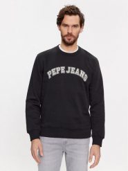 Pepe Jeans Bluza Raven PM582555 Czarny Regular Fit. Czarne bluzy bez kaptura męskie Pepe Jeans, m, z bawełny. Za 219.99 zł.