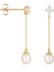 OR ÉCLAT Złote kolczyki-wkrętki "Moana Pearl" z perłami i cyrkoniami rozmiar: onesize. Żółte kolczyki damskie Or Éclat, z cyrkonią, złote. Za 434.99 zł.