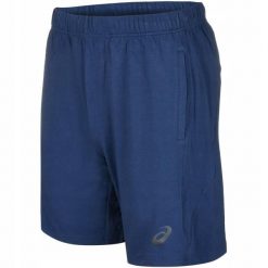 Spodenki sportowe krótkie bawełniane ASICS SPIRAL SHORT 9IN 141094-0834. Niebieskie szorty męskie Asics, bez wzorów, z bawełny, sportowe. Za 79.00 zł.