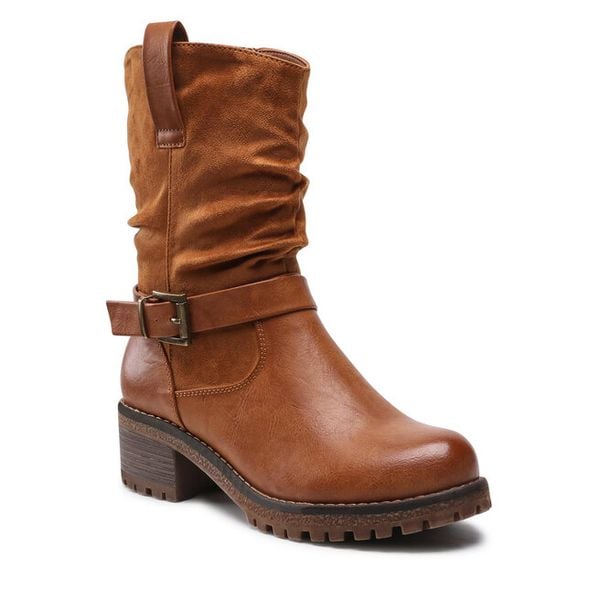 Botki Clara Barson. Brązowe botki damskie Clara Barson, bez obcasa, na słupku, bez zapięcia. Za 149.99 zł.