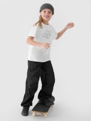 4F T-shirt oversize z nadrukiem dziewczęcy - biały 140 (9-10 lat). Białe koszulki dziewczęce 4f, bez wzorów, z bawełny, bez ramiączek. Za 39.99 zł.