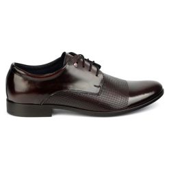 Olivier Buty męskie eleganckie skórzane 271T2 wisnia czerwone. Czerwone buty wizytowe męskie z materiału, bez zapięcia. Za 367.89 zł.