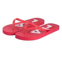 Japonki Damskie Troy. Czerwone klapki damskie Fila, bez wzorów, z materiału, bez obcasa, na obcasie. Za 31.90 zł.