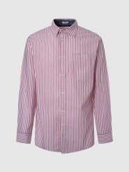 Pepe Jeans Koszula "Livery" - Regular fit - w kolorze czerwono-białym rozmiar: M. Białe koszule męskie Pepe Jeans, m, bez wzorów, z bawełny, bez kołnierzyka, bez ramiączek. Za 136.45 zł.
