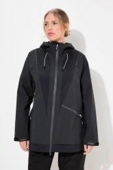 Damskie Kurtka funkcyjna wodoodporna dwukierunkowy zamek błyskawiczny odblask. Czarne kurtki damskie Ulla Popken, plus size, bez wzorów, z materiału, bez kaptura. Za 739.99 zł.