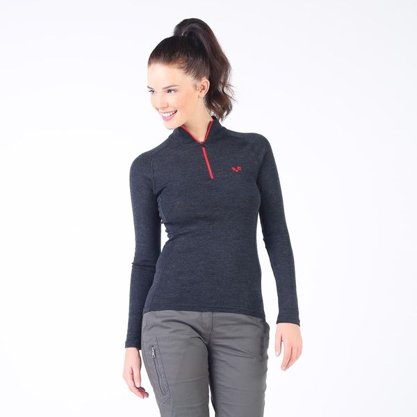 Vega - damska koszulka 100% merino wełna 195 g/m² z zamkiem YKK. Szare bielizna termoaktywna damska WOOLONA, m, bez wzorów, z wełny. W wyprzedaży za 306.00 zł.