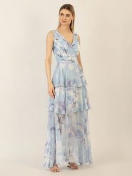 APART Sukienka w kolorze błękitnym rozmiar: 42. Niebieskie sukienki damskie Apart, bez wzorów, z tiulu, bez kołnierzyka, bez ramiączek, maxi. Za 278.45 zł.