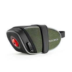 Torba rowerowa podsiodłowa 0,45 l z lampką 250 mah. Zielone torebki klasyczne damskie ROCKBROS, bez wzorów, z materiału, bez dodatków. Za 99.99 zł.