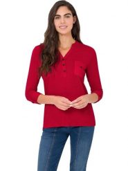 Heine Bluzka w kolorze czerwonym rozmiar: 46. Czerwone bluzki damskie Heine, bez wzorów, bez kołnierzyka, bez ramiączek. Za 56.99 zł.