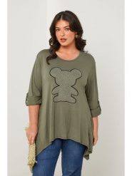 Curvy Lady Bluzka w kolorze khaki rozmiar: 40/42. Brązowe bluzki damskie Curvy Lady, bez wzorów, klasyczne, bez kołnierzyka, bez ramiączek. Za 106.13 zł.