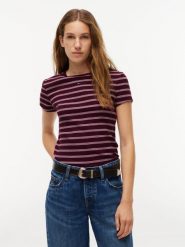 Tommy Jeans koszulka z dzianiny Kobiety Bawełna lila, M. T-shirty damskie Tommy Jeans, m, bez wzorów, z bawełny, bez kołnierzyka. Za 149.95 zł.