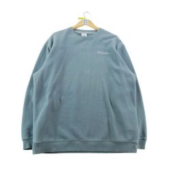 Second life - Bluza męska z haftowanym logo i okrągłym kołnierzem - Stan dobry. Niebieskie bluzy bez kaptura męskie Columbia, m, z jeansu. Za 102.96 zł.