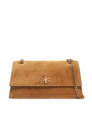 Tory Burch Torebka Kira Turnlock Suede Shoulder Bag 178857 Brązowy. Brązowe listonoszki damskie Tory Burch, bez wzorów, ze skóry, bez dodatków. Za 2,754.00 zł.