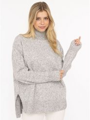 Zwillingsherz Sweter w kolorze szarym rozmiar: L. Szare golfy damskie Zwillingsherz, l, bez wzorów, ze splotem, bez ramiączek. Za 227.85 zł.