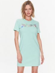 Just Cavalli Sukienka codzienna 74PBOG00 Zielony Regular Fit. Zielone sukienki damskie Just Cavalli, na co dzień, s, bez wzorów, z bawełny, bez kołnierzyka, bez ramiączek, proste. Za 339.99 zł.