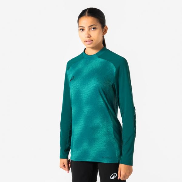 Koszulka bramkarska z ochraniaczami do piłki nożnej Kipsta F500. Niebieskie t-shirty damskie KIPSTA, xs, bez wzorów, z poliesteru, bez kołnierzyka. Za 99.99 zł.